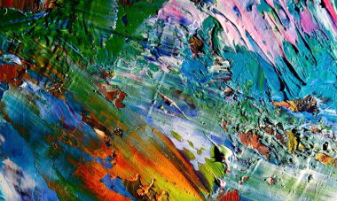 Renk dokusu. Tuvale elle çizilmiş yağlı boya resim. Soyut sanat geçmişi. Modern, çağdaş sanat. Renkli tuval. Duvar dekoru arkaplanı