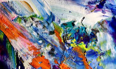 Renk dokusu. Tuvale elle çizilmiş yağlı boya resim. Soyut sanat geçmişi. Modern, çağdaş sanat. Renkli tuval. Duvar dekoru arkaplanı