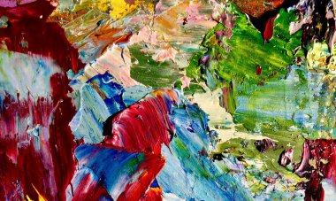 Renk dokusu. Tuvale elle çizilmiş yağlı boya resim. Soyut sanat geçmişi. Modern, çağdaş sanat. Renkli tuval. Duvar dekoru arkaplanı