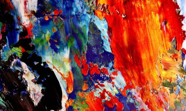Renk dokusu. Tuvale elle çizilmiş yağlı boya resim. Soyut sanat geçmişi. Modern, çağdaş sanat. Renkli tuval. Duvar dekoru arkaplanı