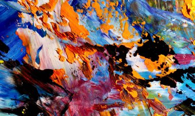 Renk dokusu. Tuvale elle çizilmiş yağlı boya resim. Soyut sanat geçmişi. Modern, çağdaş sanat. Renkli tuval. Duvar dekoru arkaplanı