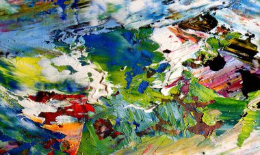 Renk dokusu. Tuvale elle çizilmiş yağlı boya resim. Soyut sanat geçmişi. Modern, çağdaş sanat. Renkli tuval. Duvar dekoru arkaplanı