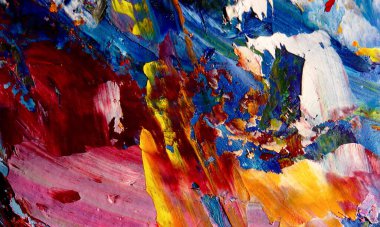 Renk dokusu. Tuvale elle çizilmiş yağlı boya resim. Soyut sanat geçmişi. Modern, çağdaş sanat. Renkli tuval. Duvar dekoru arkaplanı