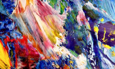 Renk dokusu. Tuvale elle çizilmiş yağlı boya resim. Soyut sanat geçmişi. Modern, çağdaş sanat. Renkli tuval. Duvar dekoru arkaplanı