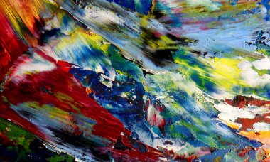 Renk dokusu. Tuvale elle çizilmiş yağlı boya resim. Soyut sanat geçmişi. Modern, çağdaş sanat. Renkli tuval. Duvar dekoru arkaplanı