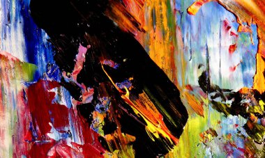 Renk dokusu. Tuvale elle çizilmiş yağlı boya resim. Soyut sanat geçmişi. Modern, çağdaş sanat. Renkli tuval. Duvar dekoru arkaplanı