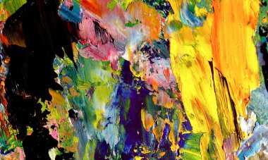 Renk dokusu. Tuvale elle çizilmiş yağlı boya resim. Soyut sanat geçmişi. Modern, çağdaş sanat. Renkli tuval. Duvar dekoru arkaplanı