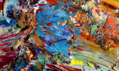 Renk dokusu. Tuvale elle çizilmiş yağlı boya resim. Soyut sanat geçmişi. Modern, çağdaş sanat. Renkli tuval. Duvar dekoru arkaplanı