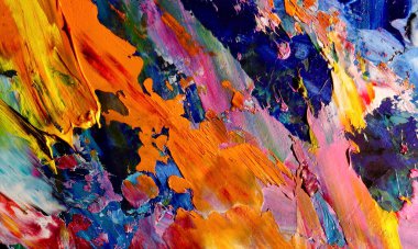 Renk dokusu. Tuvale elle çizilmiş yağlı boya resim. Soyut sanat geçmişi. Modern, çağdaş sanat. Renkli tuval. Duvar dekoru arkaplanı