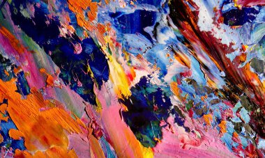 Renk dokusu. Tuvale elle çizilmiş yağlı boya resim. Soyut sanat geçmişi. Modern, çağdaş sanat. Renkli tuval. Duvar dekoru arkaplanı