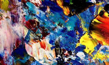 Renk dokusu. Tuvale elle çizilmiş yağlı boya resim. Soyut sanat geçmişi. Modern, çağdaş sanat. Renkli tuval. Duvar dekoru arkaplanı