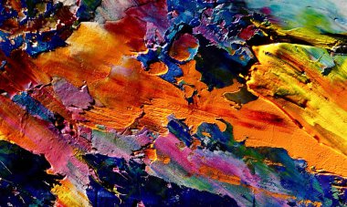 Renk dokusu. Tuvale elle çizilmiş yağlı boya resim. Soyut sanat geçmişi. Modern, çağdaş sanat. Renkli tuval. Duvar dekoru arkaplanı