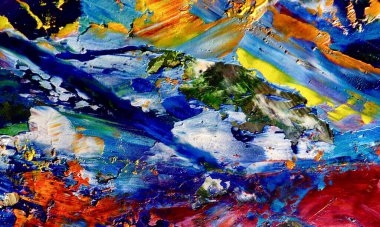 Renk dokusu. Tuvale elle çizilmiş yağlı boya resim. Soyut sanat geçmişi. Modern, çağdaş sanat. Renkli tuval. Duvar dekoru arkaplanı