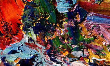 Renk dokusu. Tuvale elle çizilmiş yağlı boya resim. Soyut sanat geçmişi. Modern, çağdaş sanat. Renkli tuval. Duvar dekoru arkaplanı