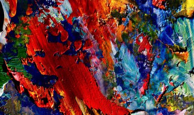 Renk dokusu. Tuvale elle çizilmiş yağlı boya resim. Soyut sanat geçmişi. Modern, çağdaş sanat. Renkli tuval. Duvar dekoru arkaplanı