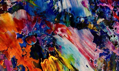 Renk dokusu. Tuvale elle çizilmiş yağlı boya resim. Soyut sanat geçmişi. Modern, çağdaş sanat. Renkli tuval. Duvar dekoru arkaplanı