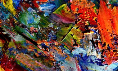 Renk dokusu. Tuvale elle çizilmiş yağlı boya resim. Soyut sanat geçmişi. Modern, çağdaş sanat. Renkli tuval. Duvar dekoru arkaplanı