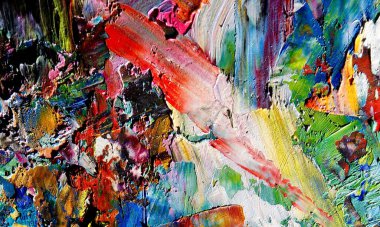 Renk dokusu. Tuvale elle çizilmiş yağlı boya resim. Soyut sanat geçmişi. Modern, çağdaş sanat. Renkli tuval. Duvar dekoru arkaplanı