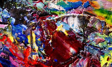 Renk dokusu. Tuvale elle çizilmiş yağlı boya resim. Soyut sanat geçmişi. Modern, çağdaş sanat. Renkli tuval. Duvar dekoru arkaplanı