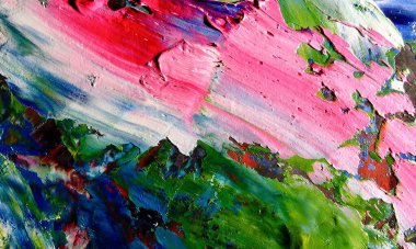 Renk dokusu. Tuvale elle çizilmiş yağlı boya resim. Soyut sanat geçmişi. Modern, çağdaş sanat. Renkli tuval. Duvar dekoru arkaplanı