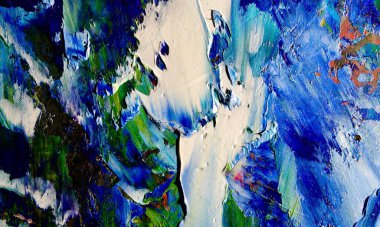 Renk dokusu. Tuvale elle çizilmiş yağlı boya resim. Soyut sanat geçmişi. Modern, çağdaş sanat. Renkli tuval. Duvar dekoru arkaplanı