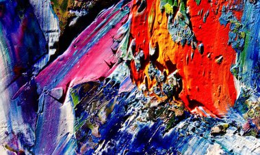 Renk dokusu. Tuvale elle çizilmiş yağlı boya resim. Soyut sanat geçmişi. Modern, çağdaş sanat. Renkli tuval. Duvar dekoru arkaplanı