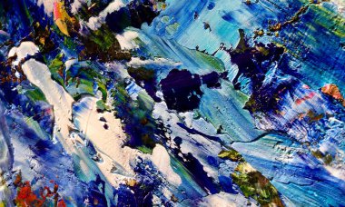 Renk dokusu. Tuvale elle çizilmiş yağlı boya resim. Soyut sanat geçmişi. Modern, çağdaş sanat. Renkli tuval. Duvar dekoru arkaplanı