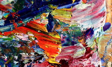 Renk dokusu. Tuvale elle çizilmiş yağlı boya resim. Soyut sanat geçmişi. Modern, çağdaş sanat. Renkli tuval. Duvar dekoru arkaplanı