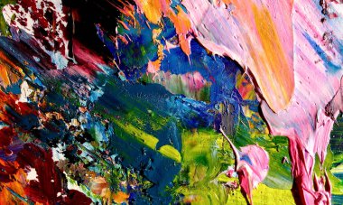 Renk dokusu. Tuvale elle çizilmiş yağlı boya resim. Soyut sanat geçmişi. Modern, çağdaş sanat. Renkli tuval. Duvar dekoru arkaplanı