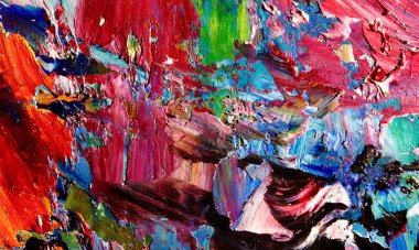 Renk dokusu. Tuvale elle çizilmiş yağlı boya resim. Soyut sanat geçmişi. Modern, çağdaş sanat. Renkli tuval. Duvar dekoru arkaplanı