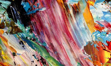 Renk dokusu. Tuvale elle çizilmiş yağlı boya resim. Soyut sanat geçmişi. Modern, çağdaş sanat. Renkli tuval. Duvar dekoru arkaplanı