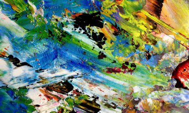 Renk dokusu. Tuvale elle çizilmiş yağlı boya resim. Soyut sanat geçmişi. Modern, çağdaş sanat. Renkli tuval. Duvar dekoru arkaplanı