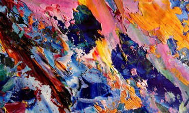 Renk dokusu. Tuvale elle çizilmiş yağlı boya resim. Soyut sanat geçmişi. Modern, çağdaş sanat. Renkli tuval. Duvar dekoru arkaplanı