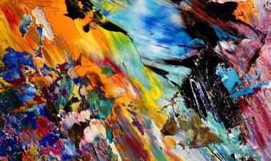 Renk dokusu. Tuvale elle çizilmiş yağlı boya resim. Soyut sanat geçmişi. Modern, çağdaş sanat. Renkli tuval. Duvar dekoru arkaplanı