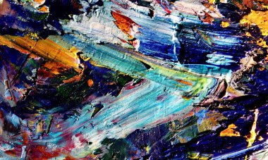 Renk dokusu. Tuvale elle çizilmiş yağlı boya resim. Soyut sanat geçmişi. Modern, çağdaş sanat. Renkli tuval. Duvar dekoru arkaplanı