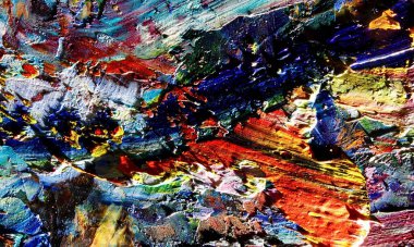 Renk dokusu. Tuvale elle çizilmiş yağlı boya resim. Soyut sanat geçmişi. Modern, çağdaş sanat. Renkli tuval. Duvar dekoru arkaplanı