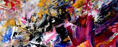 Renk dokusu. Tuvale elle çizilmiş yağlı boya resim. Soyut sanat geçmişi. Modern, çağdaş sanat. Renkli tuval. Duvar dekoru arkaplanı