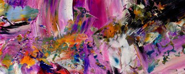 Renk dokusu. Tuvale elle çizilmiş yağlı boya resim. Soyut sanat geçmişi. Modern, çağdaş sanat. Renkli tuval. Duvar dekoru arkaplanı