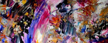 Renk dokusu. Tuvale elle çizilmiş yağlı boya resim. Soyut sanat geçmişi. Modern, çağdaş sanat. Renkli tuval. Duvar dekoru arkaplanı