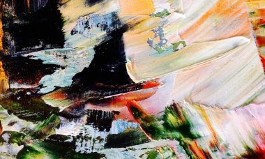 Renk dokusu. Tuvale elle çizilmiş yağlı boya resim. Soyut sanat geçmişi. Modern, çağdaş sanat. Renkli tuval. Duvar dekoru arkaplanı