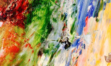 Renk dokusu. Tuvale elle çizilmiş yağlı boya resim. Soyut sanat geçmişi. Modern, çağdaş sanat. Renkli tuval. Duvar dekoru arkaplanı