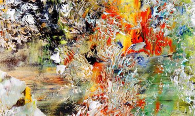 Renk dokusu. Tuvale elle çizilmiş yağlı boya resim. Soyut sanat geçmişi. Modern, çağdaş sanat. Renkli tuval. Duvar dekoru arkaplanı
