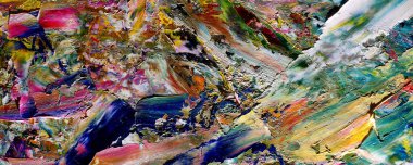 Renk dokusu. Tuvale elle çizilmiş yağlı boya resim. Soyut sanat geçmişi. Modern, çağdaş sanat. Renkli tuval. Duvar dekoru arkaplanı