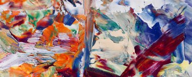 Renk dokusu. Tuvale elle çizilmiş yağlı boya resim. Soyut sanat geçmişi. Modern, çağdaş sanat. Renkli tuval. Duvar dekoru arkaplanı