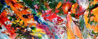 Renk dokusu. Tuvale elle çizilmiş yağlı boya resim. Soyut sanat geçmişi. Modern, çağdaş sanat. Renkli tuval. Duvar dekoru arkaplanı