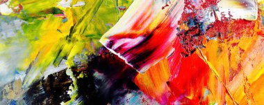 Renk dokusu. Tuvale elle çizilmiş yağlı boya resim. Soyut sanat geçmişi. Modern, çağdaş sanat. Renkli tuval. Duvar dekoru arkaplanı