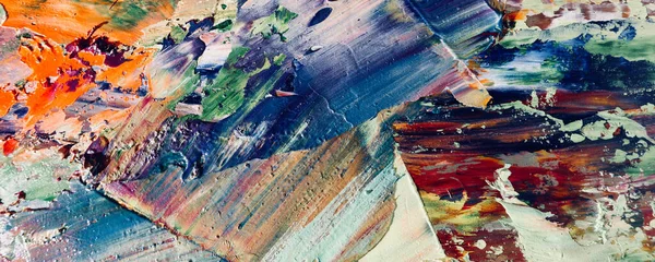 手描き アブストラクトアートの背景 カラーテキストキャンバス上の油絵 近現代美術 カラフルなキャンバス 壁の装飾の背景 — ストック写真