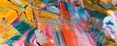 Renk dokusu. Tuvale elle çizilmiş yağlı boya resim. Soyut sanat geçmişi. Modern, çağdaş sanat. Renkli tuval. Duvar dekoru arkaplanı