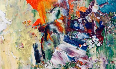 Renk dokusu. Tuvale elle çizilmiş yağlı boya resim. Soyut sanat geçmişi. Modern, çağdaş sanat. Renkli tuval. Duvar dekoru arkaplanı