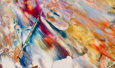 Renk dokusu. Tuvale elle çizilmiş yağlı boya resim. Soyut sanat geçmişi. Modern, çağdaş sanat. Renkli tuval. Duvar dekoru arkaplanı